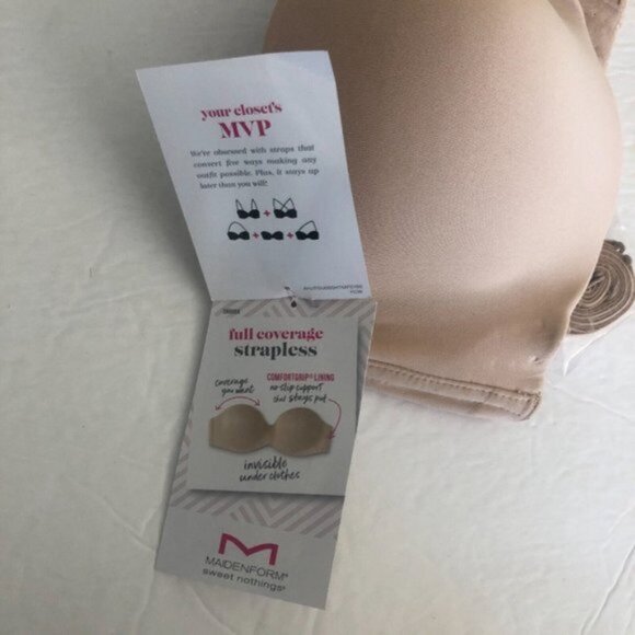 Sweet Nothings Women's Maidenform No Slip Smooth Look Strapless Beige Bra 36C - Picture 8 of 10